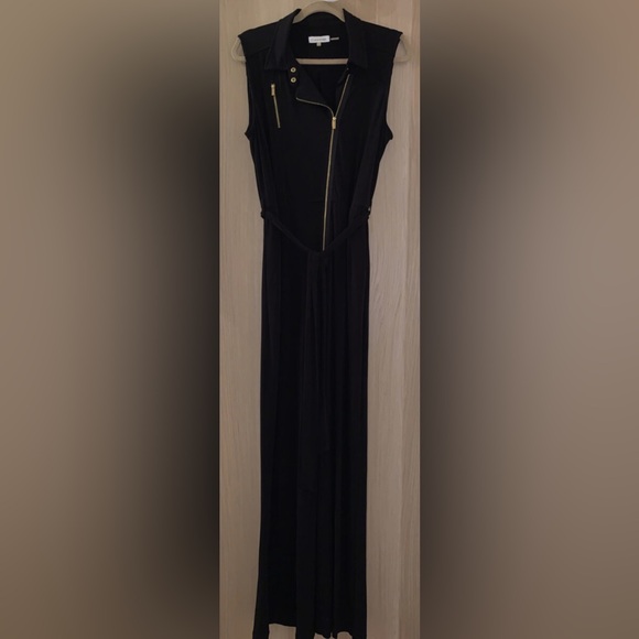Calvin Klein Gold Zipper Detail Black Jumpsuit- Size 6 - Picture 3 of 4